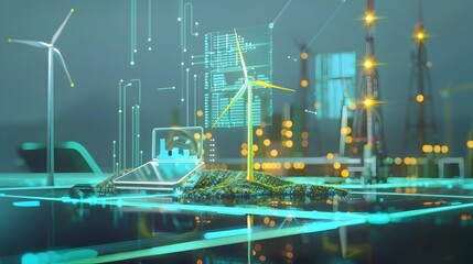 Futuristic Wind and Solar Power with Holographic Projection in Sustainable Energy Power Station