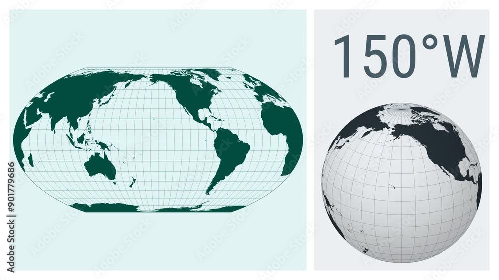 Poster world map animation. wagner iv projection. solid color style. animated world map in wagner 4 project