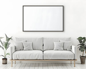 Horizontal 5:4 Ratio Empty Frame in a Lounge Room Mockup