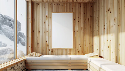 Luxury sauna aromatic cedar wood with empty frame