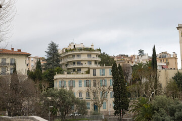 Obraz premium Historic buildings in the Cimiez neighborhood in Nice, France.