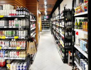 Choosing a dairy products at supermarket.Grocery stores .blurred background