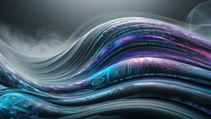 Digital Ripples with Tech-Inspired Patterns Background
