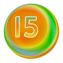 Colorful gradient sphere with number 15