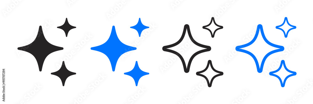 Poster Ai generated icon. AI star icon. Tools for generate from the text. Computer help assistant. Large data processing concept. Icon element design for app and web. Vector illustration.