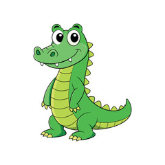 Vector cartoon Alligator Crocodile Clipart illustration On a White Background