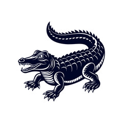 Vector cartoon Alligator Crocodile silhouettes Clipart illustration On a White Background