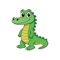 Vector cartoon Alligator Crocodile Clipart illustration On a White Background