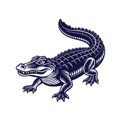 Vector cartoon Alligator Crocodile silhouettes Clipart illustration On a White Background