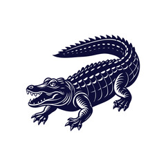 Fototapeta premium Vector cartoon Alligator Crocodile silhouettes Clipart illustration On a White Background
