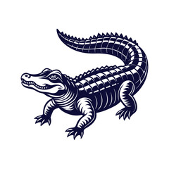 Vector cartoon Alligator Crocodile silhouettes Clipart illustration On a White Background