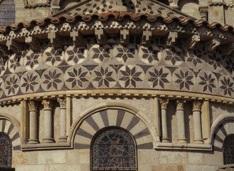 Basilica of Notre Dame du Port. 12th century. UNESCO World Heritage. Detail of the apse. Historic city of Clermont-Ferrand. France.