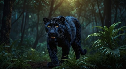 Obraz premium black panther in the jungle