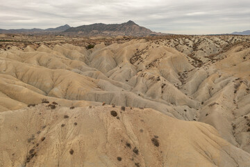 Aerial view of the Abanilla desert or Mahoya Desert in Murcia, Spain