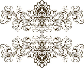 Baroque engraved. Victorian floral ornamental borders, vintage decorative frame elements. Vector illustration royal set for wedding invitation and greeting cards, ornaments romantic invitations