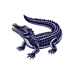 Naklejka premium Vector cartoon Alligator Crocodile silhouettes Clipart illustration On a White Background