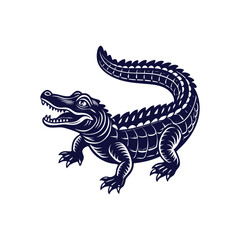 Fototapeta premium Vector cartoon Alligator Crocodile silhouettes Clipart illustration On a White Background