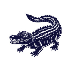 Vector cartoon Alligator Crocodile silhouettes Clipart illustration On a White Background