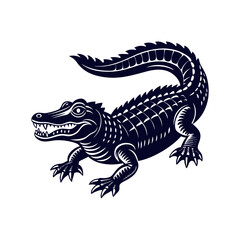 Vector cartoon Alligator Crocodile silhouettes Clipart illustration On a White Background