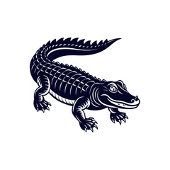 Vector cartoon Alligator Crocodile silhouettes Clipart illustration On a White Background