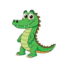 Vector cartoon Alligator Crocodile Clipart illustration On a White Background