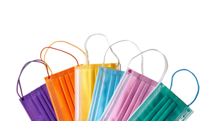 various colored masks on transparant background