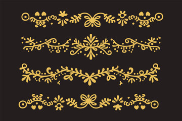 Ornament vector art illustration. floral vine, border, golden vector design. 