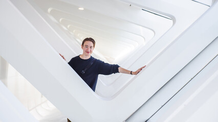 person standing in front of window