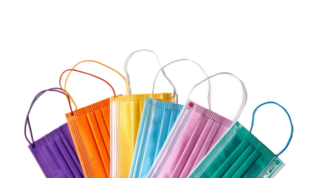 various colored masks on transparant background