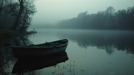Indistinct river scene with boat