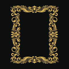 Ornament vector art illustration. floral vine, border, golden vector design. 