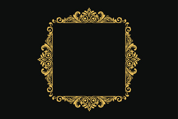 Ornament vector art illustration. floral vine, border, golden vector design. 