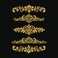 Ornament vector art illustration. floral vine, border, golden vector design. 