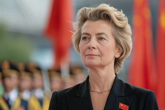 china eu flags ursula von der leyen visit to china