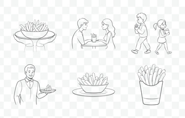 Print French Fries Line Art Vector Collection Perfect for Illustrations and Graphic Design Projects