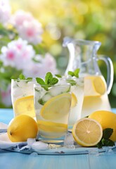 Fototapeta premium Lemonade and Lemons on a Table