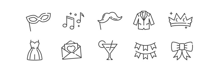 Masquerade icon set. Masquerade icon