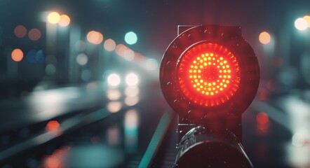 Red Signal Light at Night