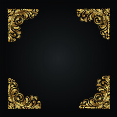 Ornament vector art illustration. floral vine, border, golden vector design. 
