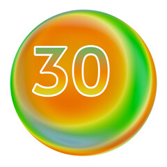 Colorful gradient sphere with number 30