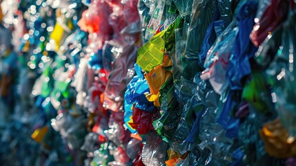 Naklejka premium Plastic Recycling Process in Modern Industrial Facilities and factory. AI generated image