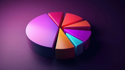 Obraz premium A vibrant and modern pie chart depicting data distribution with colorful segments on a stylish background.