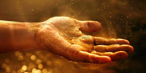 Fototapeta premium Gratitude (Light Brown): An outstretched hand, symbolizing thankfulness and appreciation