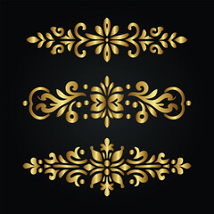 Ornament vector art illustration. floral vine, border, golden vector design. 