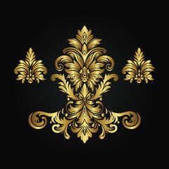 Ornament vector art illustration. floral vine, border, golden vector design. 