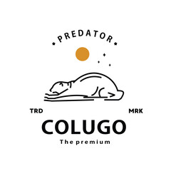 vintage retro hipster colugo logo vector outline monoline art icon	
