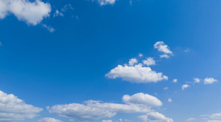 blue sky with white cloud background. Clear blue sky and white clouds