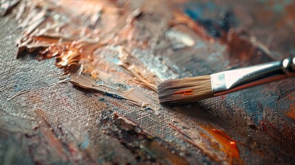 Close-up of an artist's brush on a canvas. 