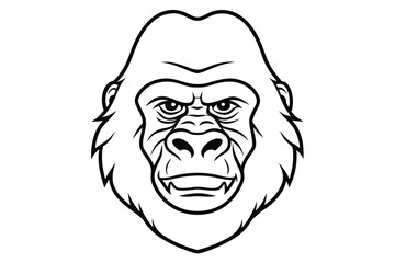 Gorilla head line art illustration