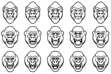 Gorilla head line art illustration